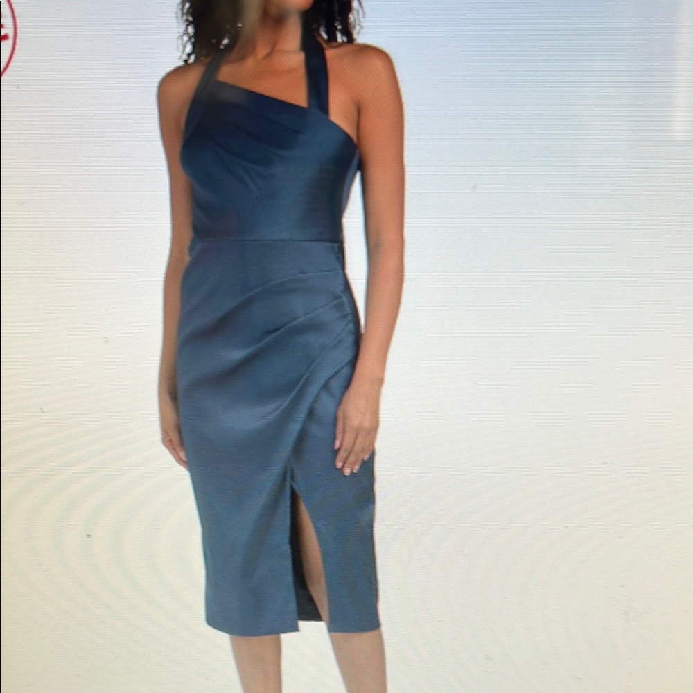 Aidan Mattox One Shoulder Blue Dress